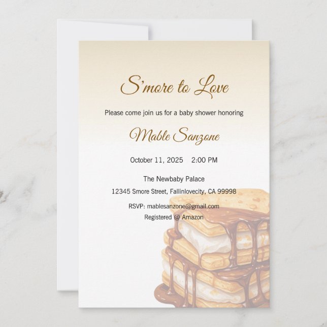 Convite S'more to Love Invitation, Chá de fraldas (Frente)