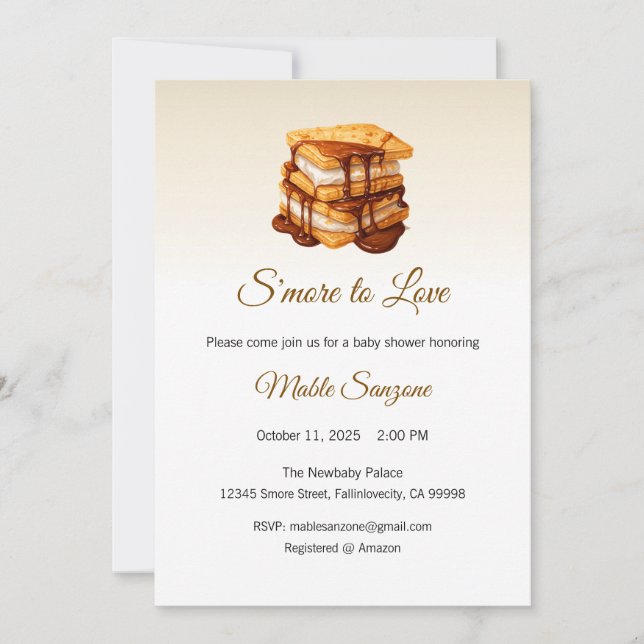 Convite S'more to Love Invitation, Chá de fraldas (Frente)