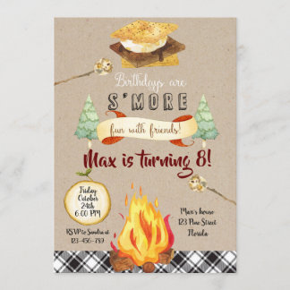 Convite Smores Birthday Invitation, S'mores Invitation