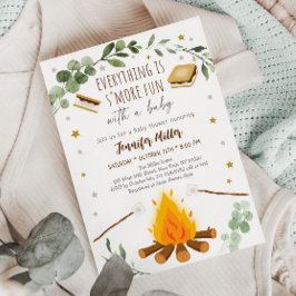 Convite S'mores Campfire Bonfire Greenery Chá de fraldas