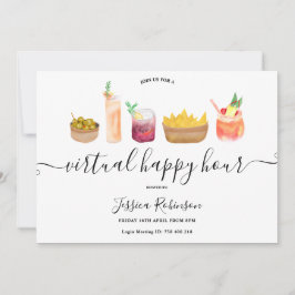 Convite Snacks coquetéis aquarela happy hour virtual