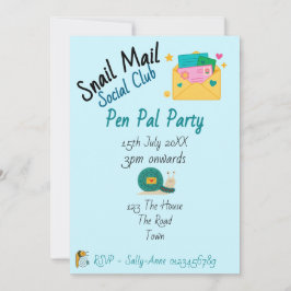 Convite Snail Mail Social Club Pen Pal Party