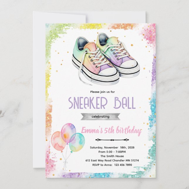 Convite Sneaker ball girl party invite (Frente)