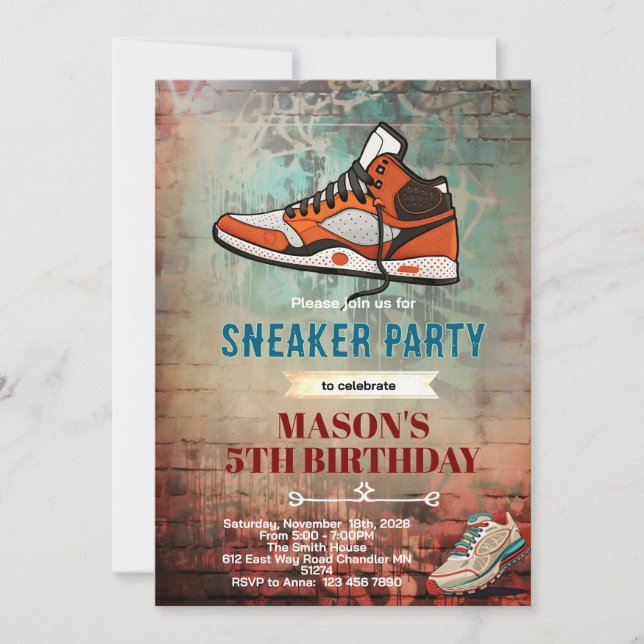 Convite Sneaker birthday party invitation (Frente)