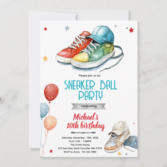 Convite Sneaker Birthday Party invite (Frente)
