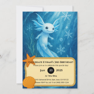 Convite Snow Axolotl no Reino Unido do gelo Aniversário