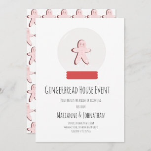 Convite Snow Globe Gingerbird House Decoring Party