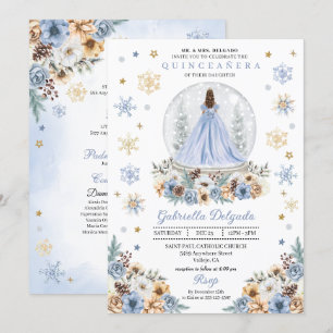 Convite Snow Globe Princess Winter Wonderland Quinceañera