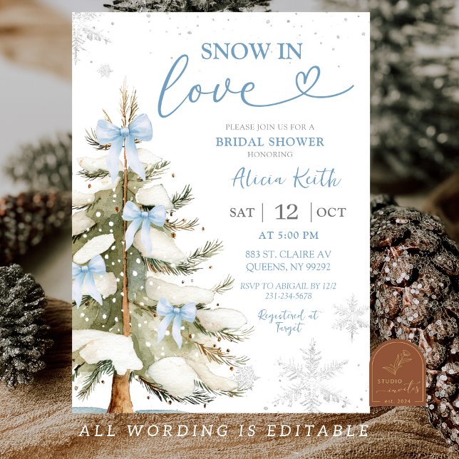 Convite Snow in Love Blue Winter Bridal Shower (Criador carregado)