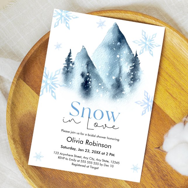 Convite Snow in Love Winter Snowflakes Bridal Shower  (Snowy Mountains Snow in Love Winter Snowflakes Bridal Shower Invitation )