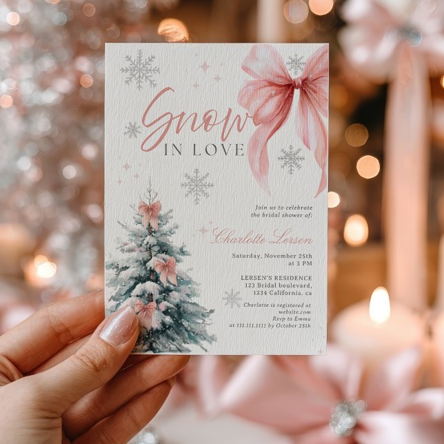 Convite Snow in love Winter Wonderland Bow Bridal Shower (Snow in love Winter Wonderland Bow Bridal Shower Invitation)