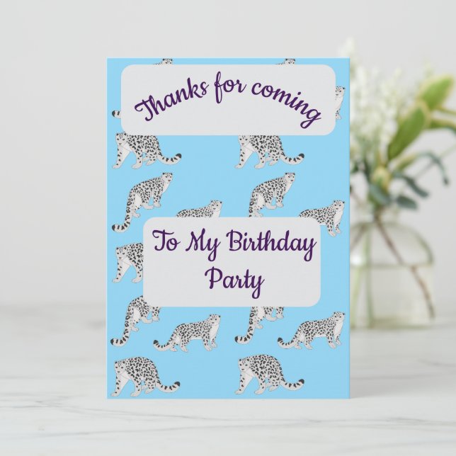 Convite Snow Leopards Thank you Card (Em pé/Frente)