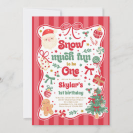 Convite Snow Much Fun To Be One Christmas Bow Birthday