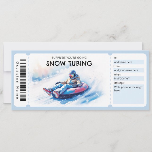 Convite Snow Tubing Gift Certificate (Frente)