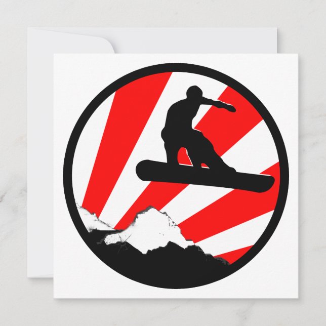 Convite snowboard de raios vermelhos (Frente)
