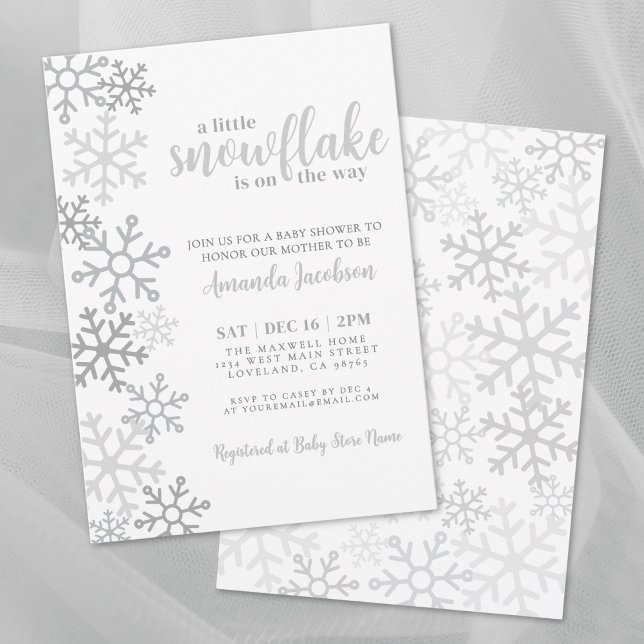 Convite Snowflake Gender Neutral Winter Baby Shower (Snowflake Winter Baby Shower Invitation)