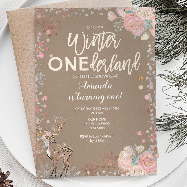 Convite Snowflake ONEderland primeiro aniversario Invitati (Criador carregado)