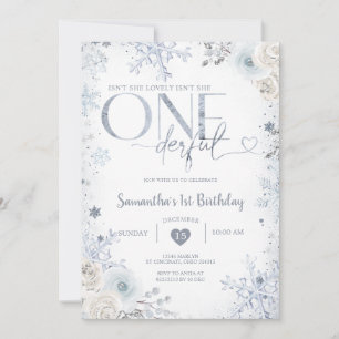 Convite Snowflakes não é um primeiro aniversario maravilho