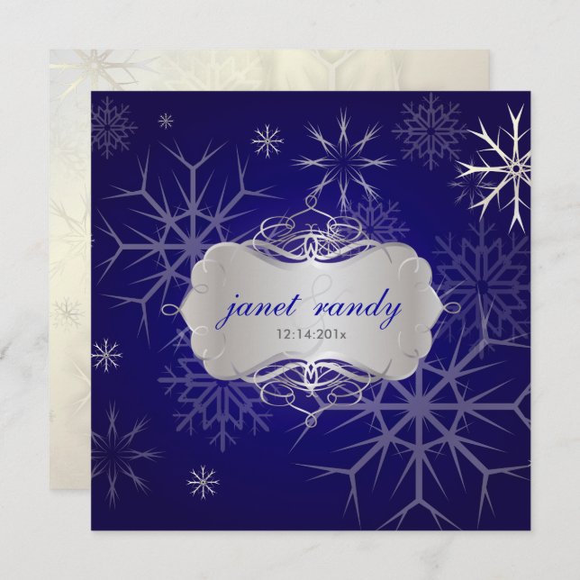 Convite SNOWFLAKES PixDezines/CASAMENTO NO INVERNO/DIY IND (Frente/Verso)