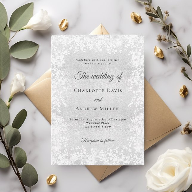 Convite Snowflakes silver winter wedding (Criador carregado)