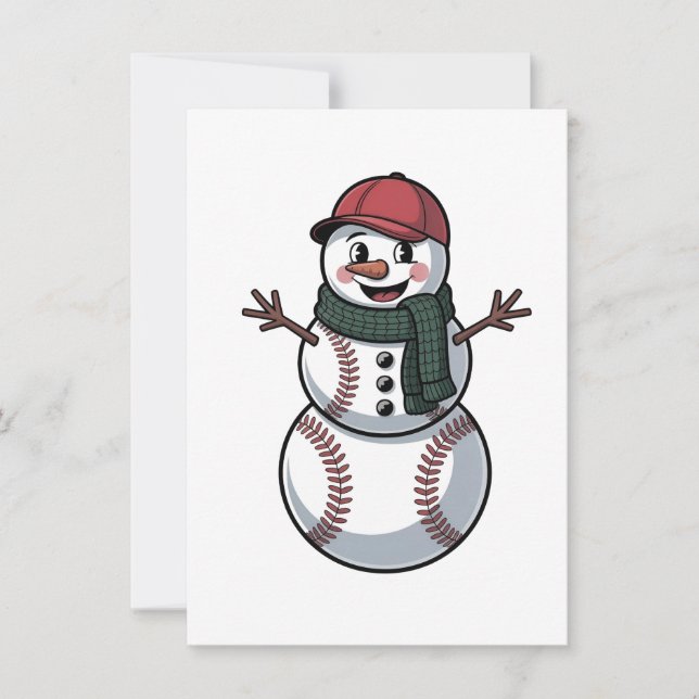 Convite Snowman Baseball Papais noeis de Natal Baseball Ba (Frente)