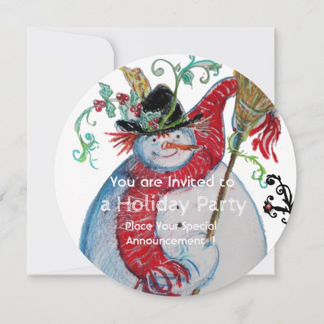 CONVITE SNOWMAN BÊBADO COM AVES FESTA DE FERIADO DO INVERN (Verso)