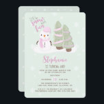 Convite Snowman Christmas<br><div class="desc">O Natal de Snowman Comemora o aniversário de inverno do seu filho com este bonitinho e bonitão a vestir um chapéu e lenço cor-de-rosa pastel. Este tema é ideal para o seu pequeno aniversário de inverno ou para a festa de Natal da criança. O design é completamente personalizável. Veja o...</div>