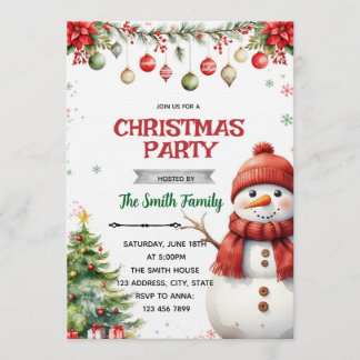 Convite  Snowman Christmas Party Invitation