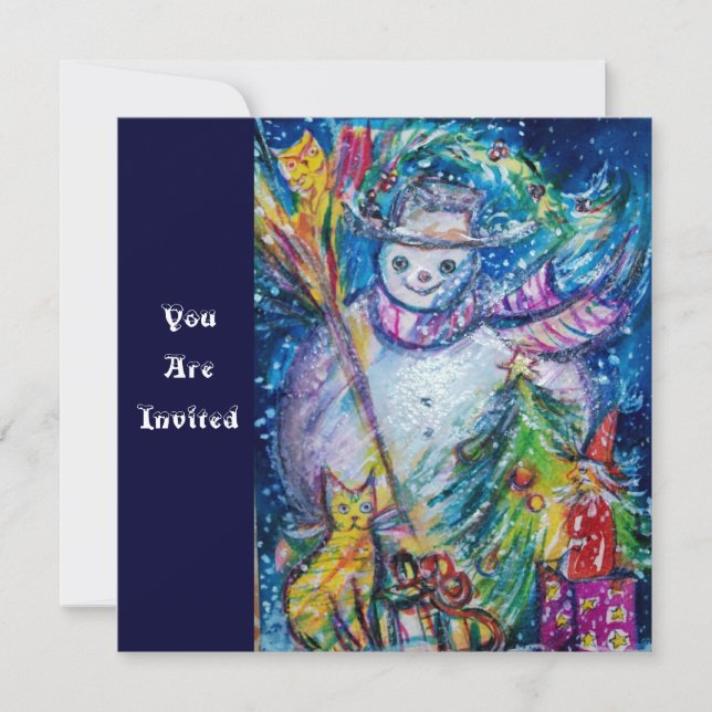 Convite SNOWMAN COM BRINQUEDOS, Festa de Natal (Frente)