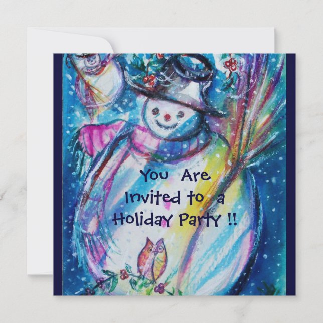 CONVITE SNOWMAN COM OWL, FESTA DE FERIADO (Frente)