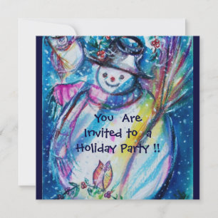 CONVITE SNOWMAN COM OWL, FESTA DE FERIADO