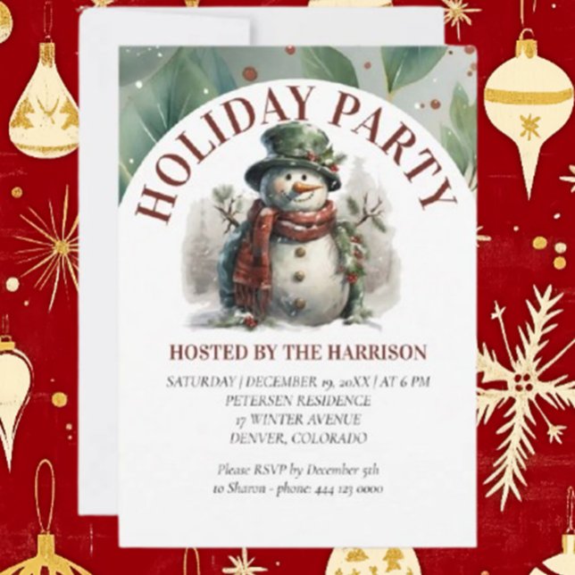 Convite Snowman Cute Christmas Deseja Plata (Spread joy this holiday season with Brett's adorable Snowman Christmas invite card.)