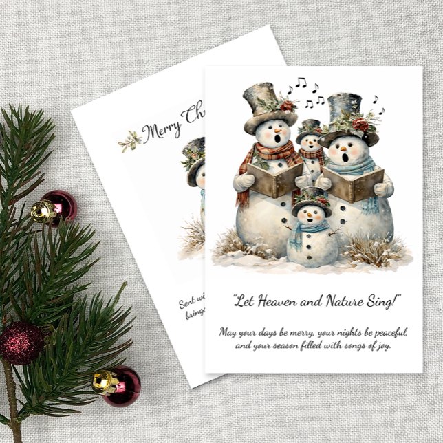 Convite Snowman Family Carolers Christmas Greeting | (Criador carregado)