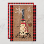 Convite Snowman Feliz Natal com Xadrez e Burlap<br><div class="desc">Com Textura Burlap, Feliz Convite De Natal. Um sotaque excelente para adicionar ao tema da festa de Natal do Snowman. (CERTIFIQUE-SE DE REDIMENSIONAR OS GRÁFICOS "SE NECESSÁRIO" CLICANDO NO BOTÃO PERSONALIZAR OU ENTRE EM CONTATO COM MIM) ⭐ Este Produto é 100% Personalizável. *****Clique no BOTÃO PERSONALIZAR para adicionar, excluir, mover,...</div>