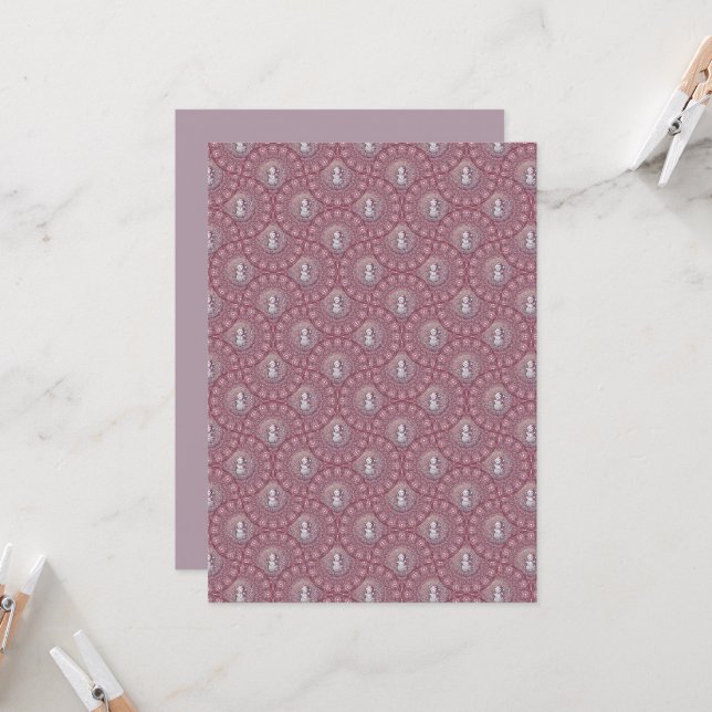 Convite Snowman, Mandala Ogee, cor-de-rosa, imprimível (Frente/Verso In Situ)