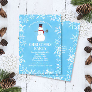 Convite Snowman Snowflakes Festa de Natal Azul