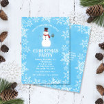 Convite Snowman Snowflakes Watercolor Festa de Natal Azul<br><div class="desc">Este design apresenta um bonitinho bonitinho bonitinho segurando uma caneca de cacau quente em um fundo azul-aquarela acentuado com delicados flocos brancos de neve! Clique no botão personalizar para obter mais flexibilidade na modificação do texto e dos gráficos! No nosso compro, estão disponíveis variantes desta design, bem como produtos de...</div>