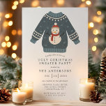 Convite Snowman Tackly Festa de Suéter de Natal Feio<br><div class="desc">Snowman Tacky Ugly Christmas Sweater Convite de festas. Personalize este design de feriado personalizado com os detalhes do seu próprio partido. Perfeito para um janto de Natal da família ou para uma festa de feriado corporativo!</div>