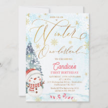 Snowman Winter One derland Birthday Invitation