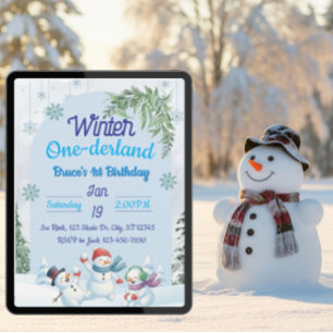 Convite Snowmen Winter One derland primeiro aniversario