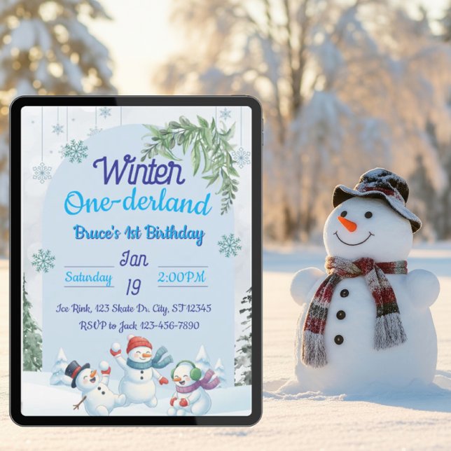 Convite Snowmen Winter One derland primeiro aniversario (Criador carregado)