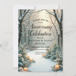 Convite Snowy Candlelit Fosco Evergreens