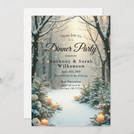 Convite Snowy Candlelit Fosco Evergreens