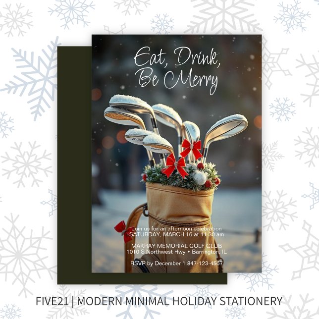 Convite Snowy Golf Winter Season Deseja Festa de Férias (Criador carregado)