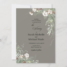 Convite Snowy Greenery Wedding Invitation