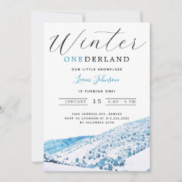 Convite Snowy Mountain Winter ONEderland primeiro aniversa