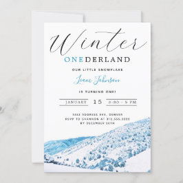 Convite Snowy Mountain Winter ONEderland primeiro aniversa