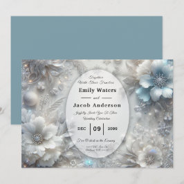 Convite Snowy Petals in Frozen Bloom Wedding