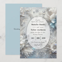 Convite Snowy Petals in Frozen Bloom Wedding