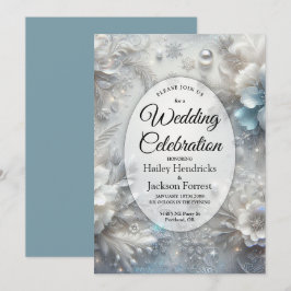 Convite Snowy Petals in Frozen Bloom Wedding
